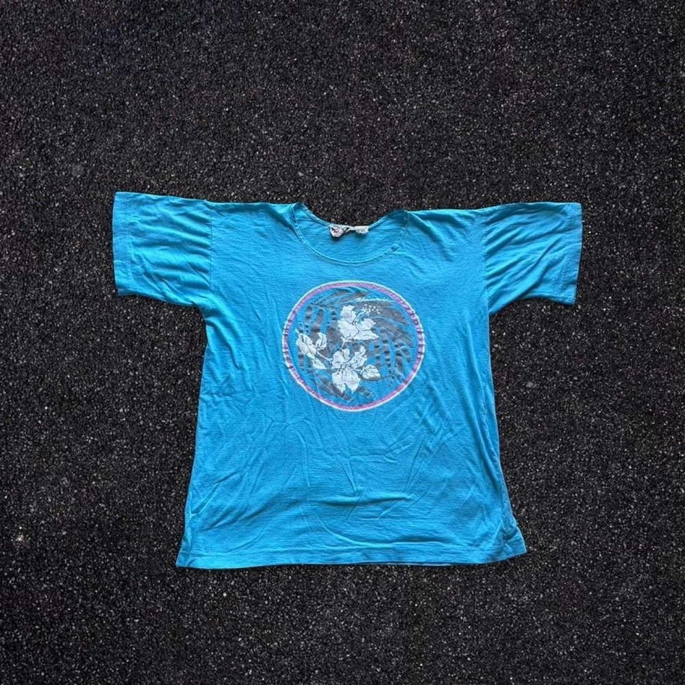 Vintage Double Bull Hawaii Hibiscus Graphic T-Shirt Size Small Surf Tee